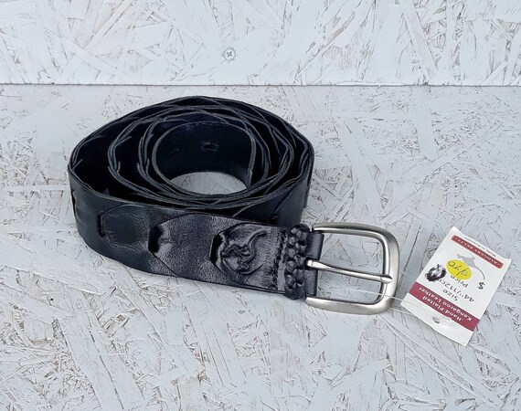 plaited kangaroo leather belt