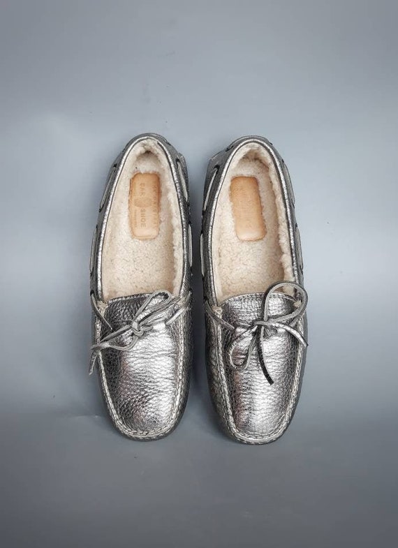 silver driving shoes
