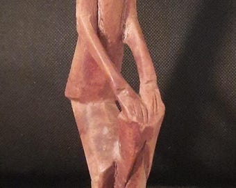 Haitian Folk Art Hand Carved Wood Sculpture Drummer Figure 10.5 Signed Haiti