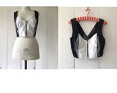 Vintage VERSACE bustier crop top corset top 1990 39 s Versace black and white denim tie die top