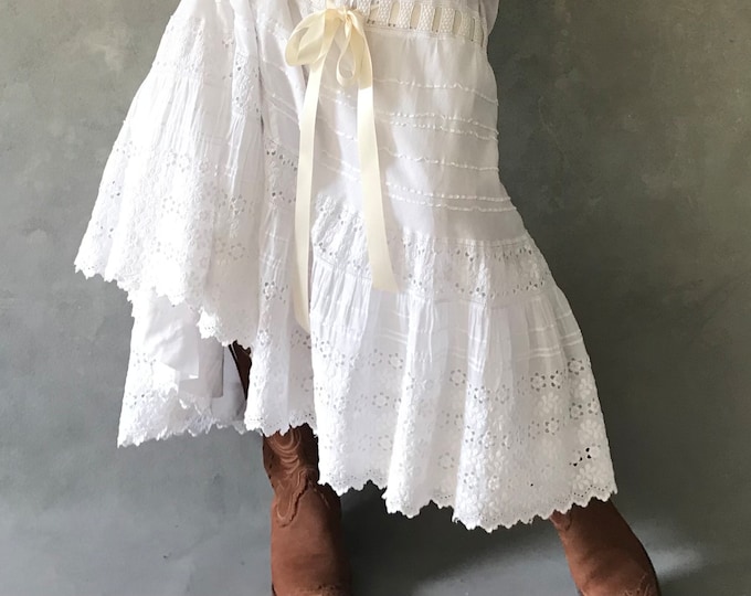 Constance Petticoat Skirt - Wild Flower Embroidery - White