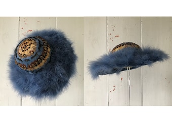 Vintage feather hat/ Fluffy feather hat /Statement hat/ 1960s feather hat/ marabou feather hat/ stylish vintage hat