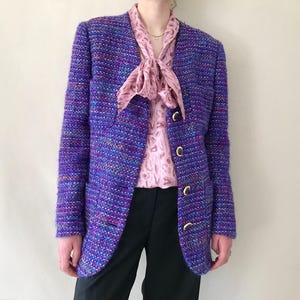 Vintage VALENTINO tweed jacket/Vintage bouclé tweed jacket by Valentino/ Designer vintage jacket/ wool bouclé tweed jacket