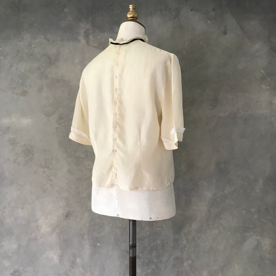 1930s silk blouse/ 1930s lace trimmed blouse/vint… - image 7