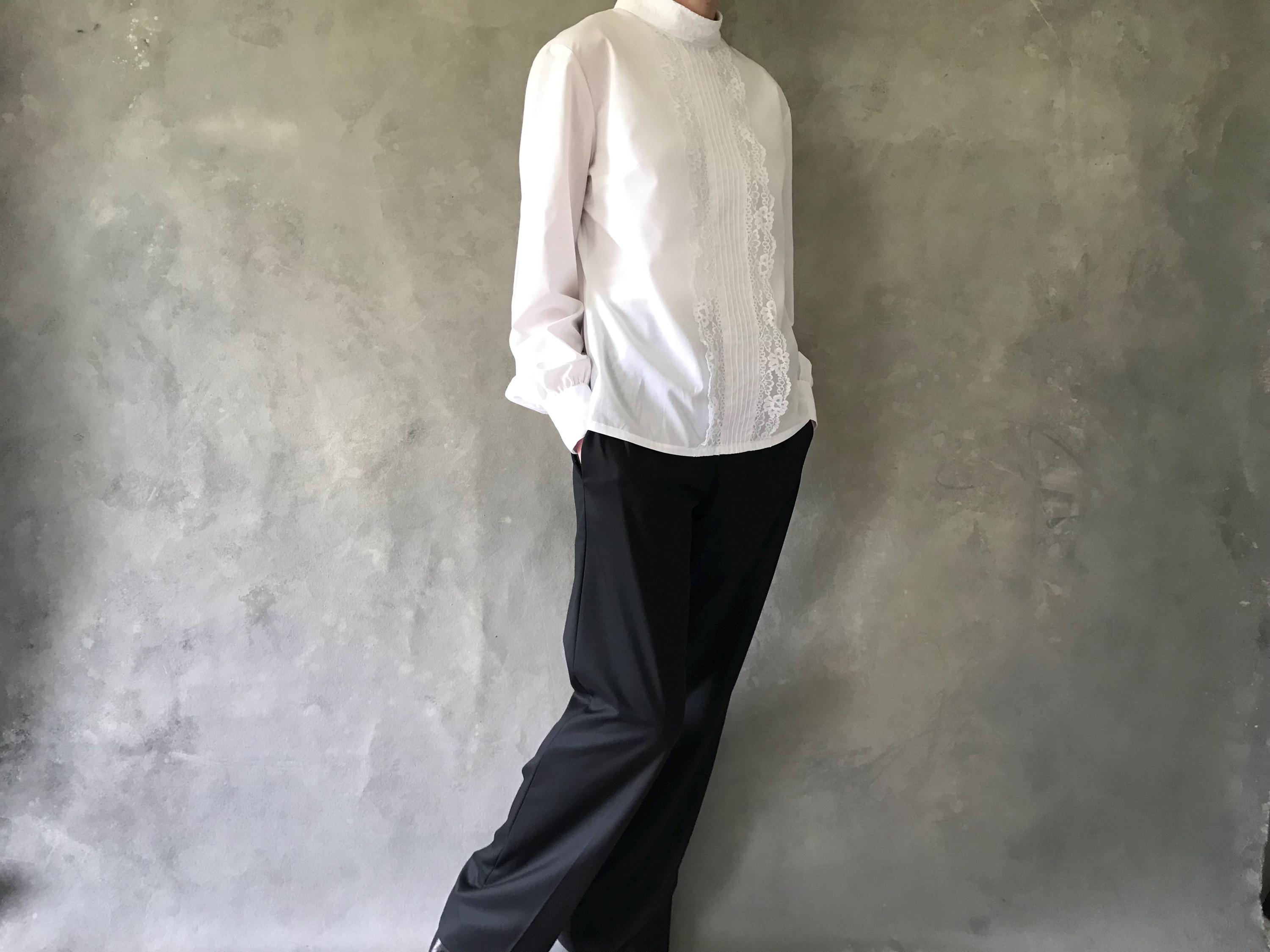 Vintage Lace Trim Short Sleeve Blouse for Ladies