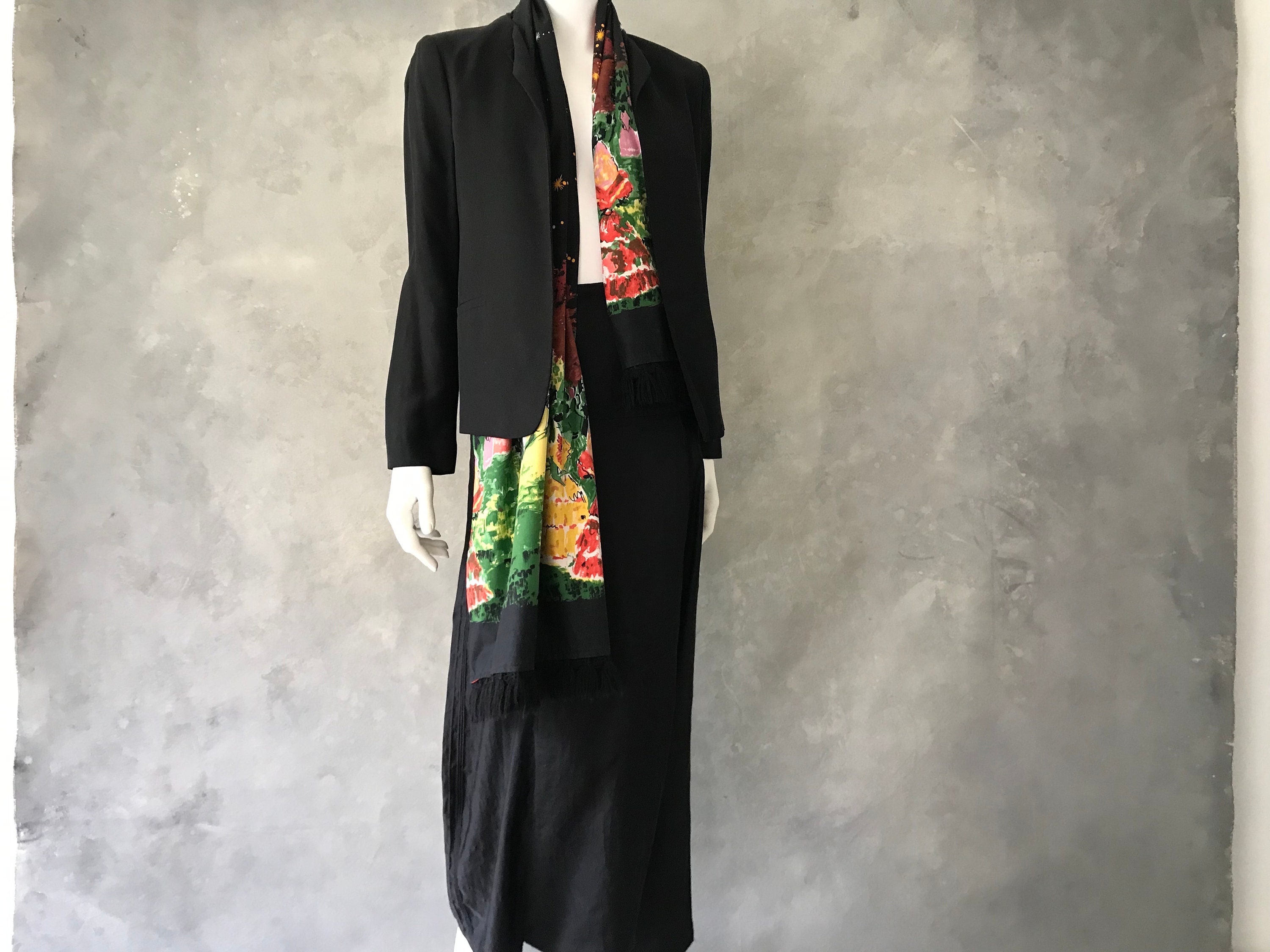 Vintage 1950s Scenic Print Cotton Stole/1950s La Dolce Vita
