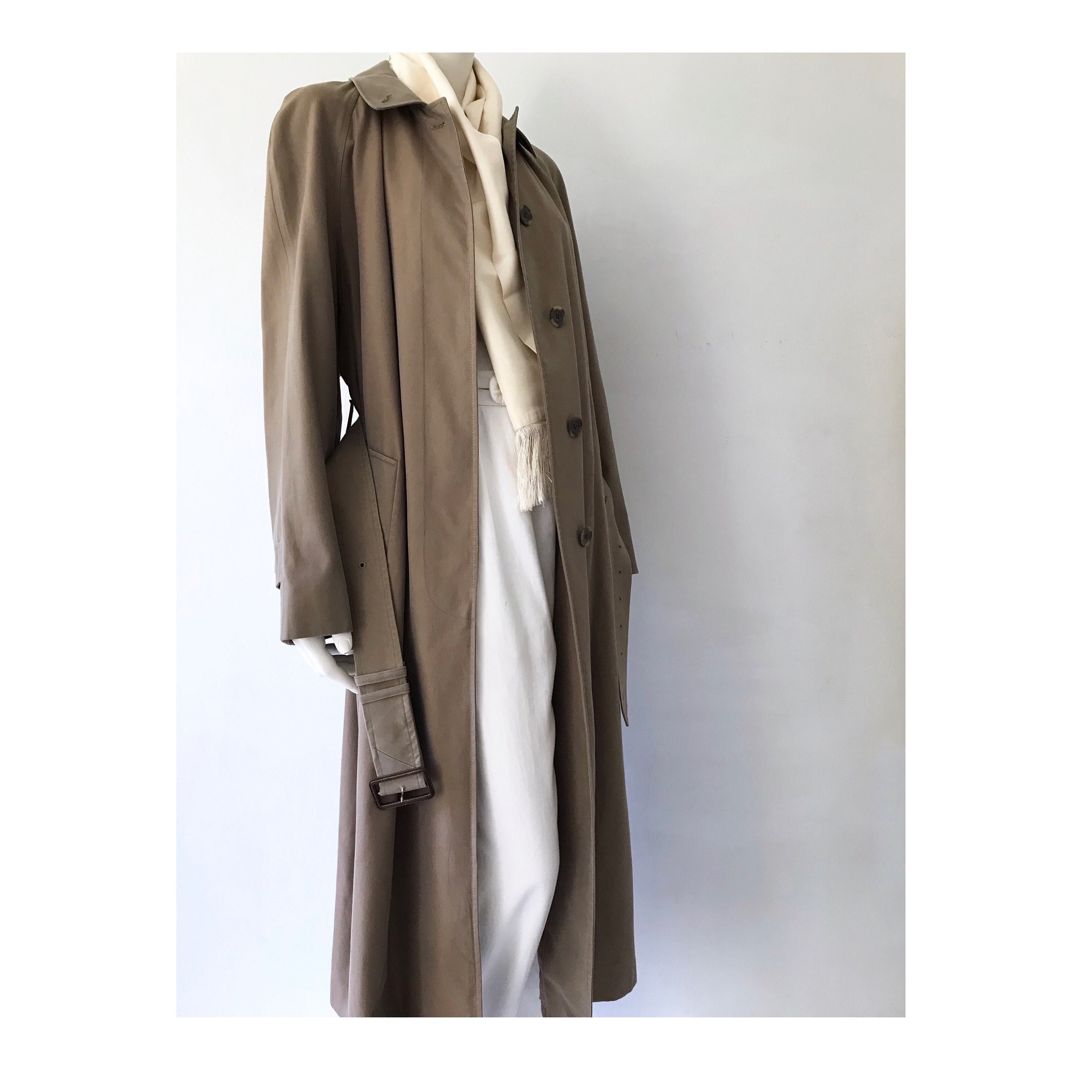 70s AQUASCUTUM GREY CHECK REVERSIBLE TRENCH COAT