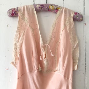 Abito sottoveste in seta vintage anni '30/Splendido abito da sera in seta con taglio sbieco vintage/Abito sottoveste lungo in seta/Camicia da notte in seta e pizzo anni '30/Lingerie vintage