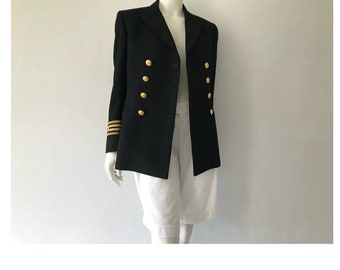 Vintage Navy jacket/Gold braided jacket/Double breasted jacket/Captains jacket/Boyfriend jacket