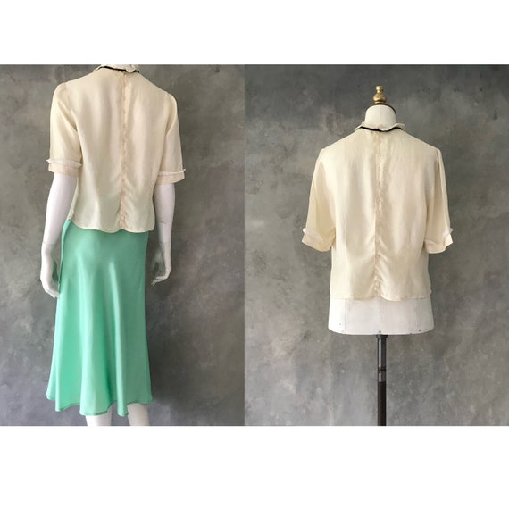 1930s silk blouse/ 1930s lace trimmed blouse/vint… - image 8