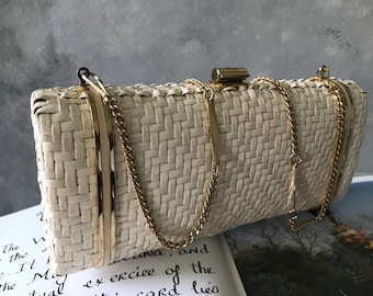 Borsa a mano vintage in vimini intrecciato di RODO/borsa vintage