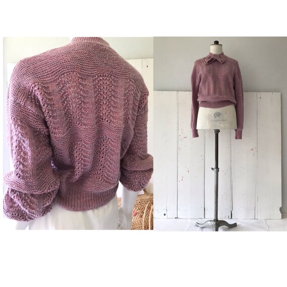 Vintage handknit sweater/ Vintage 1940s style han… - image 2