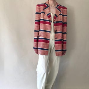 Vintage LOUIS FERAUD striped linen blazer/Vintage striped blazer/Designer vintage jacket/Louis Feraud vintage jacket/Striped summer jacket