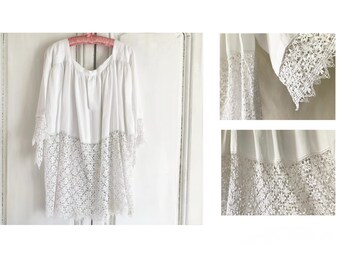 Antique Lace Trimmed Smock/beautiful Vintage Church Smock