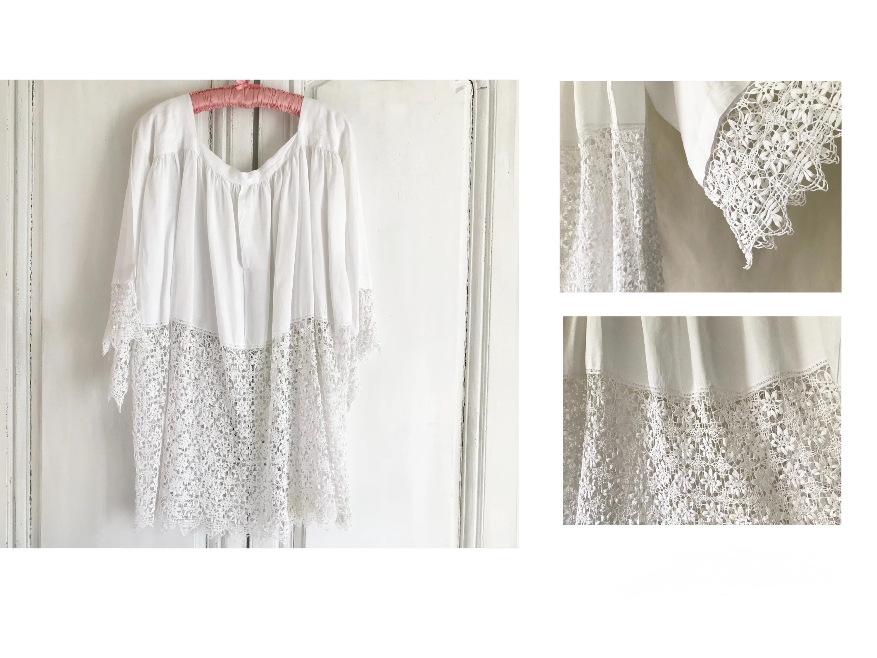 Antique Lace Trimmed Smock/beautiful Vintage Church Smock