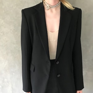 Vintage EDE & RAVENSCROFT black wool jacket/ Vintage tailored jacket/Classic black wool jacket/Designer vintage jacket/Minimalist jacket