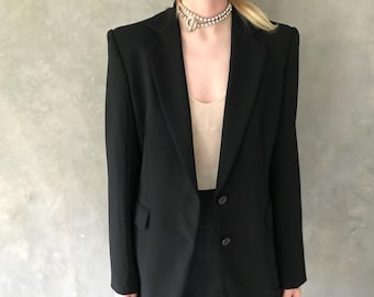 Vintage EDE & RAVENSCROFT zwarte wollen jas/vintage getailleerd jasje/klassieke zwarte wollen jas/designer vintage jas/minimalistisch jasje