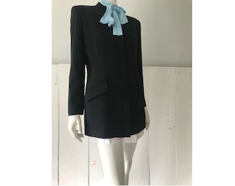Vintage UNGARO schwarze Wolljacke/ Designerjacke/ Nehru Jacke/ schwarze Wolljacke/ Minimalistjacke/ 1990er Jahre Designerjacke