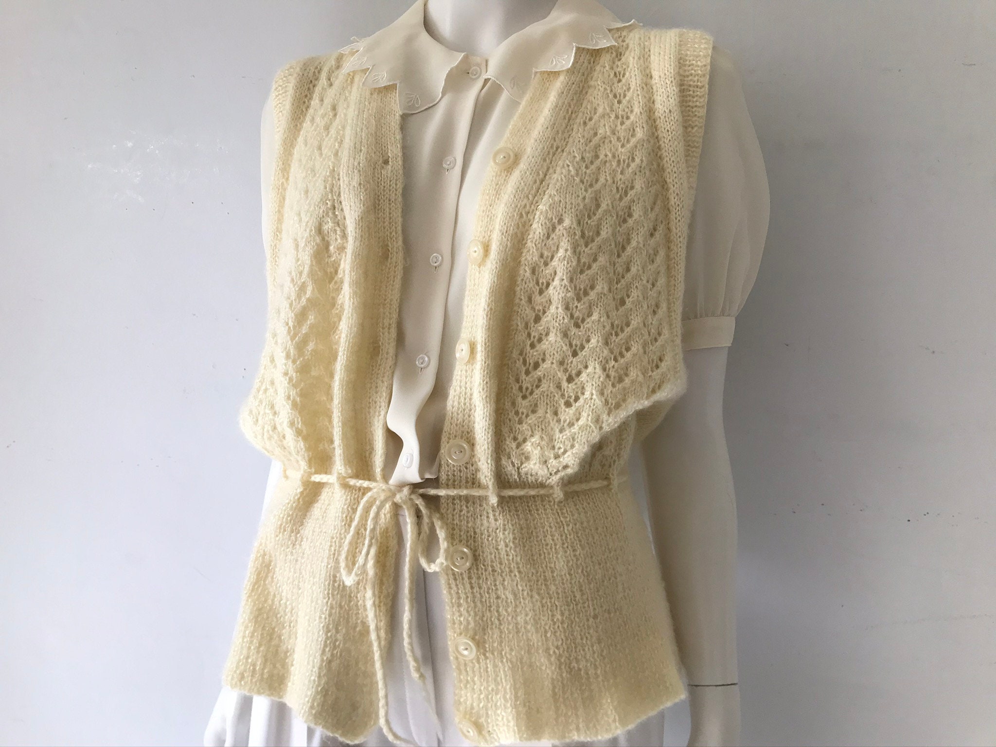 Cream Knit Vest - Etsy UK