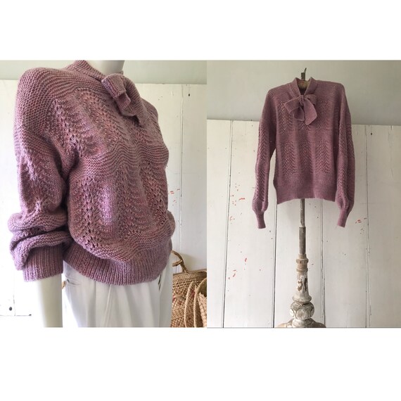 Vintage handknit sweater/ Vintage 1940s style han… - image 1