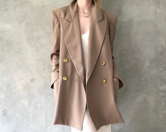 Vintage wool jacket by GIANFRANCO FERRE/Designer vintage jacket/Double breasted wool blazer/Boyfriend style jacket/Vintage oversized jacket