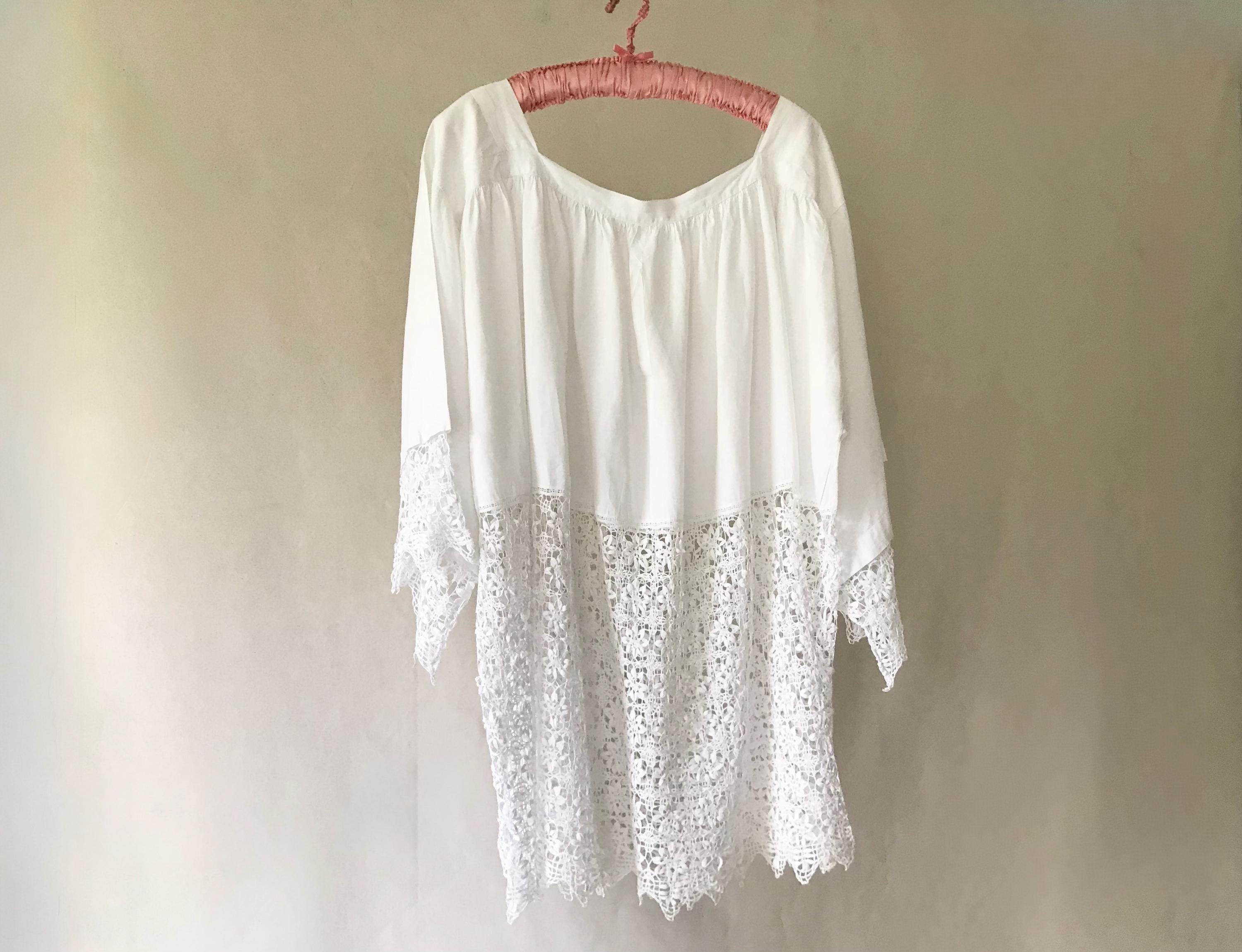 Antique Lace Trimmed Smock/beautiful Vintage Church Smock