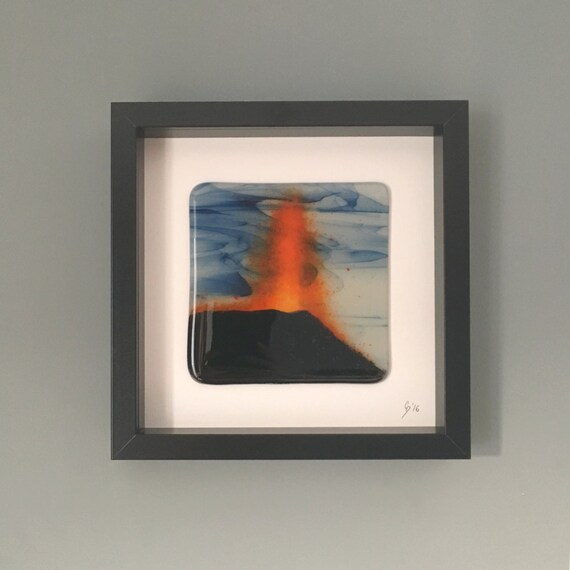 Fused Glass Wall Art Volcano Series No 9 Hanging - Fused Glass Artwork Wall Fused Glass Wall Art Volcano Series No 9 Hanging - Fused Glass Artwork Wall
