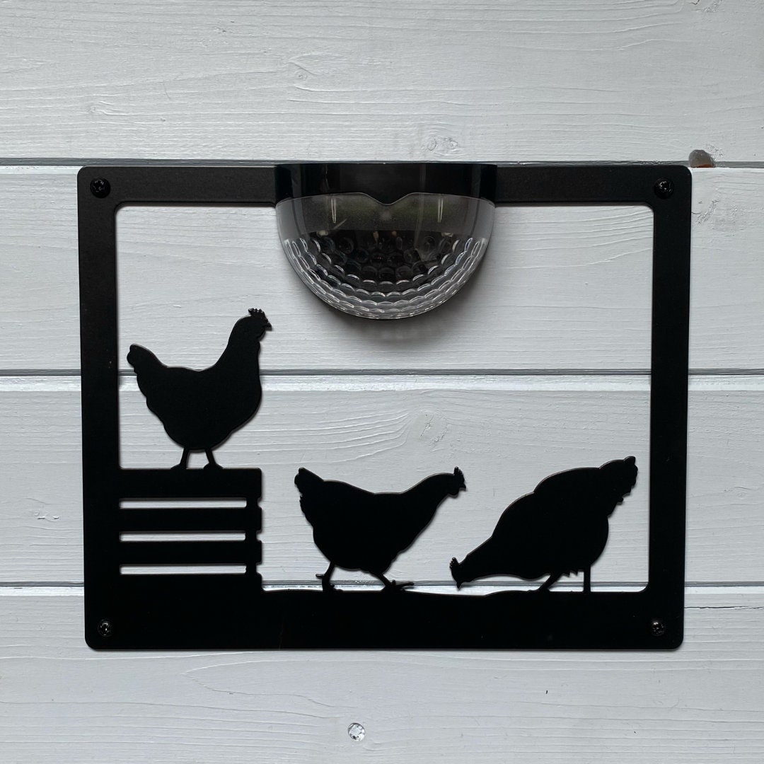 Chicken Solar Powered LED Light Wall Plaque Etsy UK