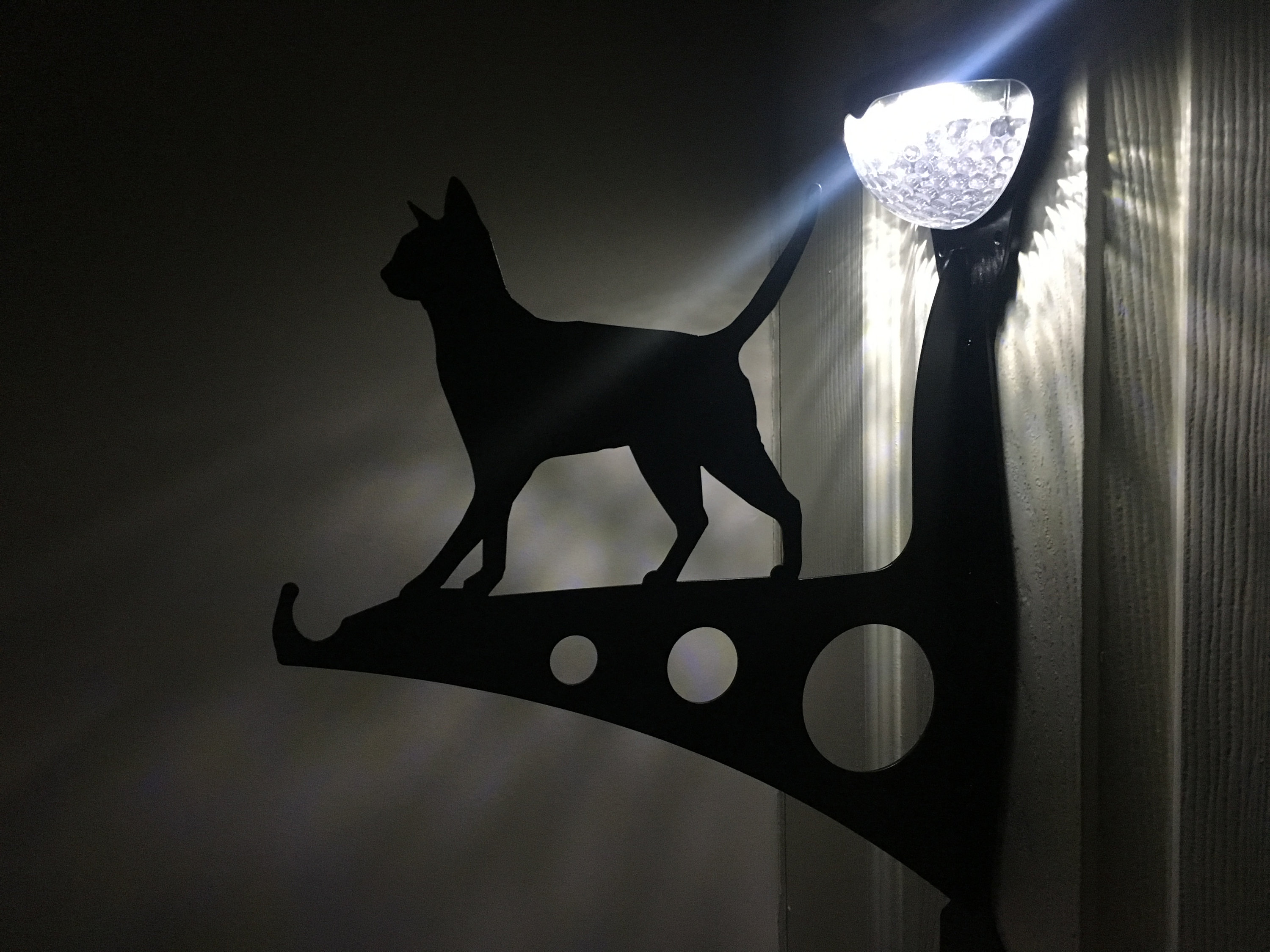 Solar LED Light Garden Hanging Basket Bracket Wall Mount Cat Etsy