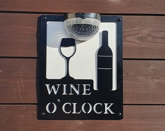 Wine O'Clock Solar Light Wall Plaque- Garden Gift