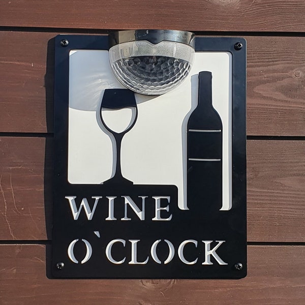 Wine O'Clock Solar Light Wall Plaque- Garden Gift