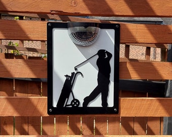 Golfer Solar Light Wall Plaque- Garden Gift