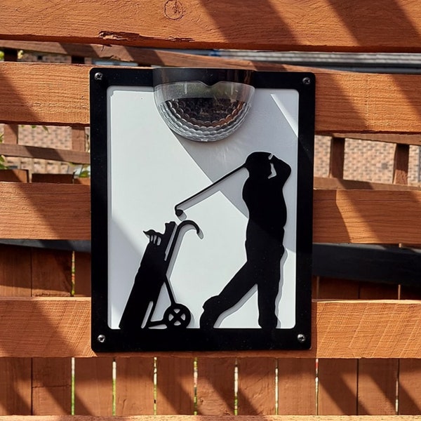 Golfer Solar Light Wall Plaque- Garden Gift