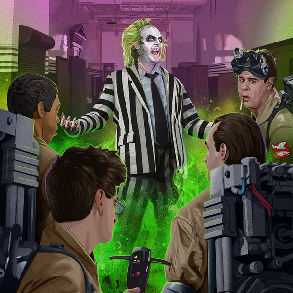 Beetlejuice meets the Ghostbusters A3 print