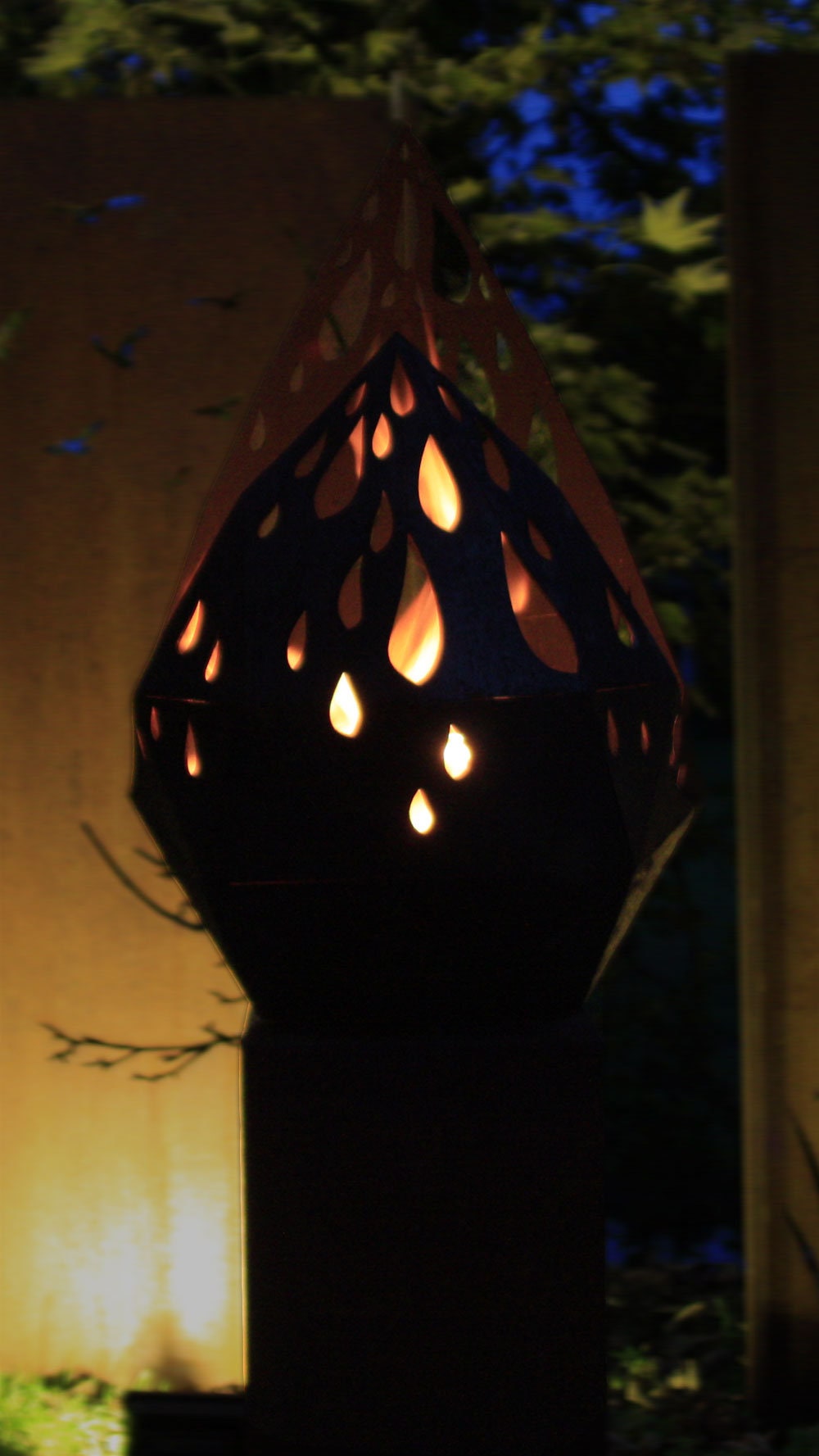 Feuerstelle Tropfen & eckiger Sockel Stahl Rost | Etsy