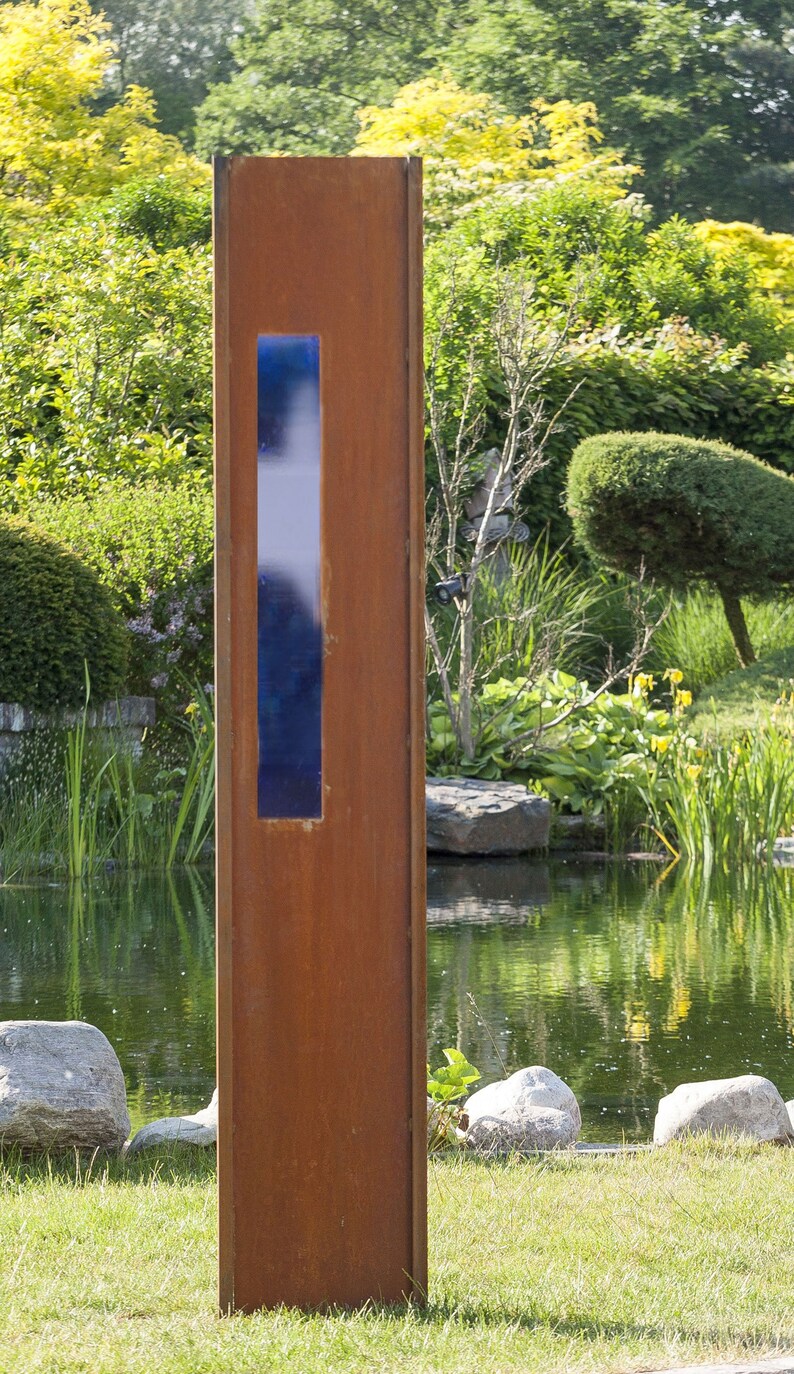 Gartenwand Sichtschutz Wand Glas Quadrat Blau Stahl Rost 35x195 Cm Gartenwand Sichtschutz Wand Glas Quadrat Blau Stahl Rost 35x195 Cm