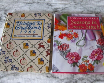 Cross Stitch Pattern Books - Kooler's Seasons in Cross-Stitch 1998 and Holidays in Cross-Stitch 1988 from Vanessa-Ann Collection