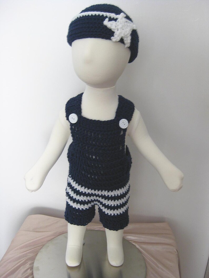 Navy Blue or White Baby Boy Overalls With Sailor Hat Etsy