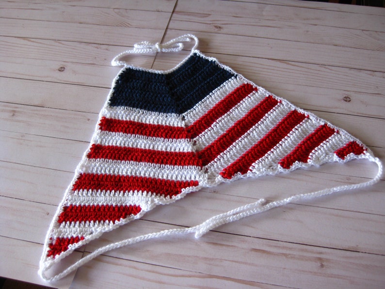 Hippie Style Boho 4th of July Fashion Top Red White /& Blue Crochet Halter Crop Top Women/'s Summer Cropped Tops