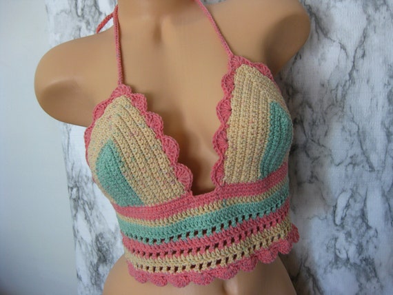 Fancy knit halter top - Pink