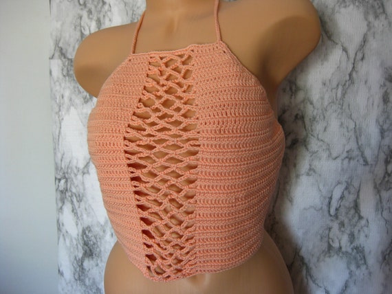 crochet knit halter top