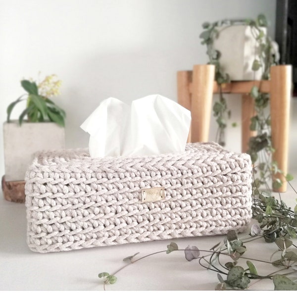 Crochet tissue box cover from cotton string, Cleenex Box Cover, Washable Cover, Cosmetic Tissue Box, Tissue Holder