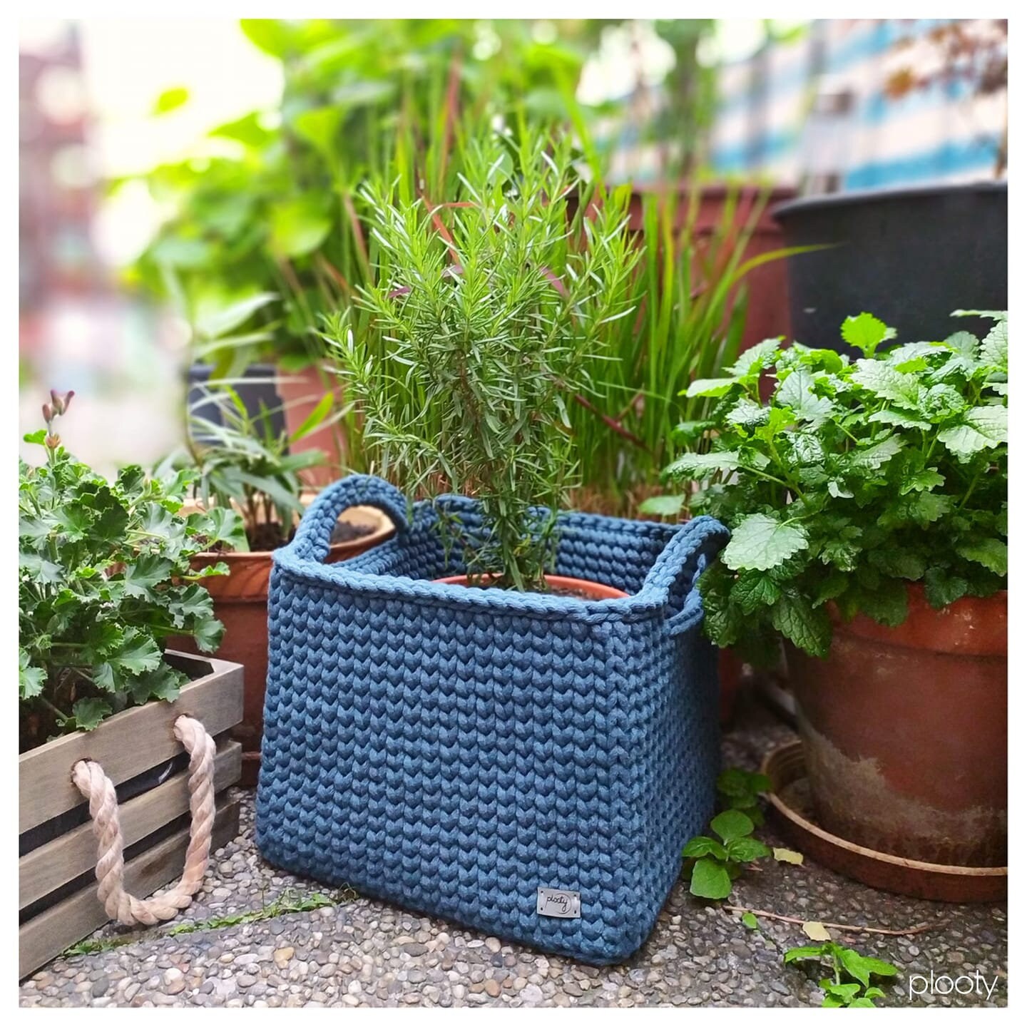 Cotton Basket Square Basket With Handles Rectangular Basket Etsy