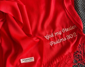 Chal de pashmina rojo para la oración, bufanda, Dios mi sanador