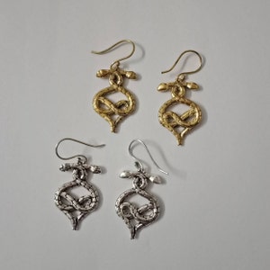 Snake Earrings, Brass Earrings, Indian Style Earrings, Silver Earrings, Snake Earrings