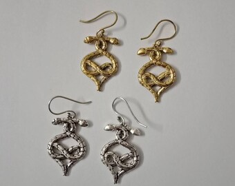 Snake Earrings, Brass Earrings, Indian Style Earrings, Silver Earrings, Snake Earrings