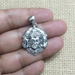 Trimukhi Hanuman Pendant, 925 Sterling Silver, Shiva&#39;s Avatar, Three Face Hanuman,  Hindu God Amulet, Rama Devotee, Protection Amulet