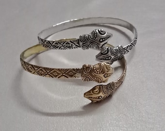 Bracciale in ottone, bracciale in ottone a forma di serpente, bracciale regolabile, polsino a forma di serpente, bracciale boho, testa di serpente, bracciale boho, bracciale in metallo