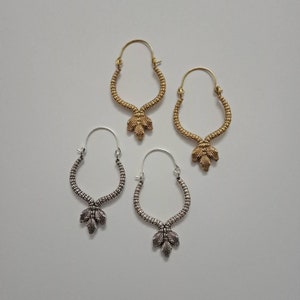 Snake Hoop Earrings, Brass Hoop Earrings, Indian Style Earrings, Silver Earrings, Snake Earrings