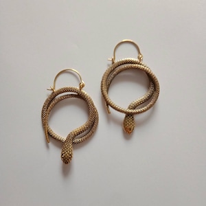 Snake Hoop Earrings, Brass Hoop Earrings, Indian Style Earrings, Silver Earrings, Snake Earrings